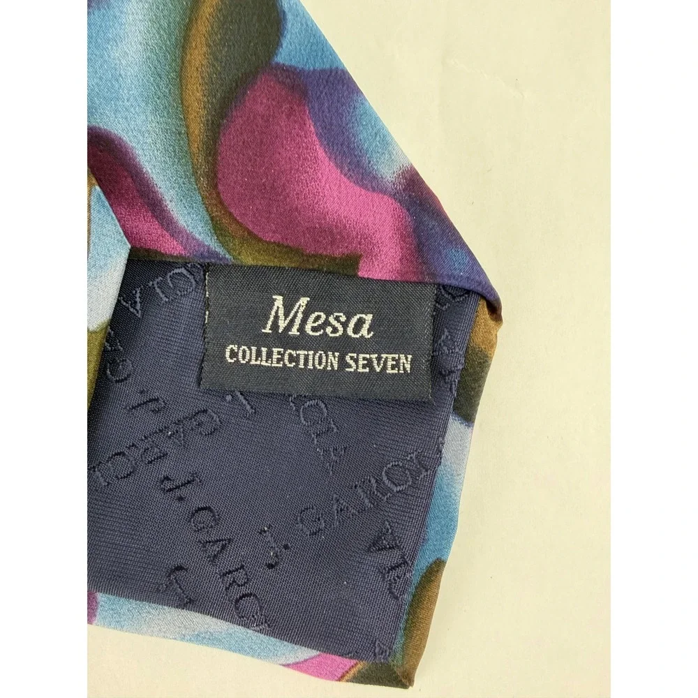 J Garcia Mesa Collection Seven Mens Silk Abstract Pattern Tie Made in USA‎